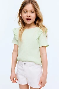 Flounce-Trimmed Cotton Top