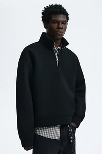 Loose-Fit Half-Zip Scuba Sweatshirt