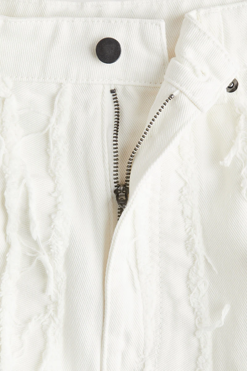 Frayed Denim Mini Skirt