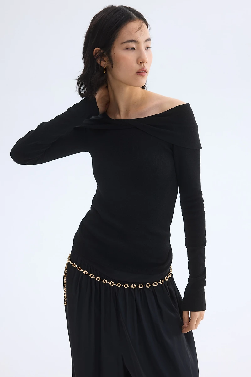 Twist-Detail Off-the-Shoulder Top