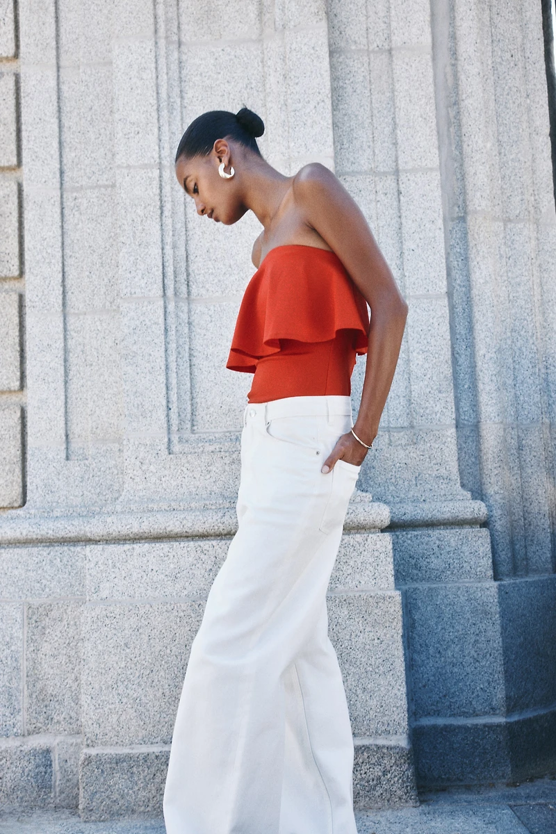 Haut bandeau à volant en interlock