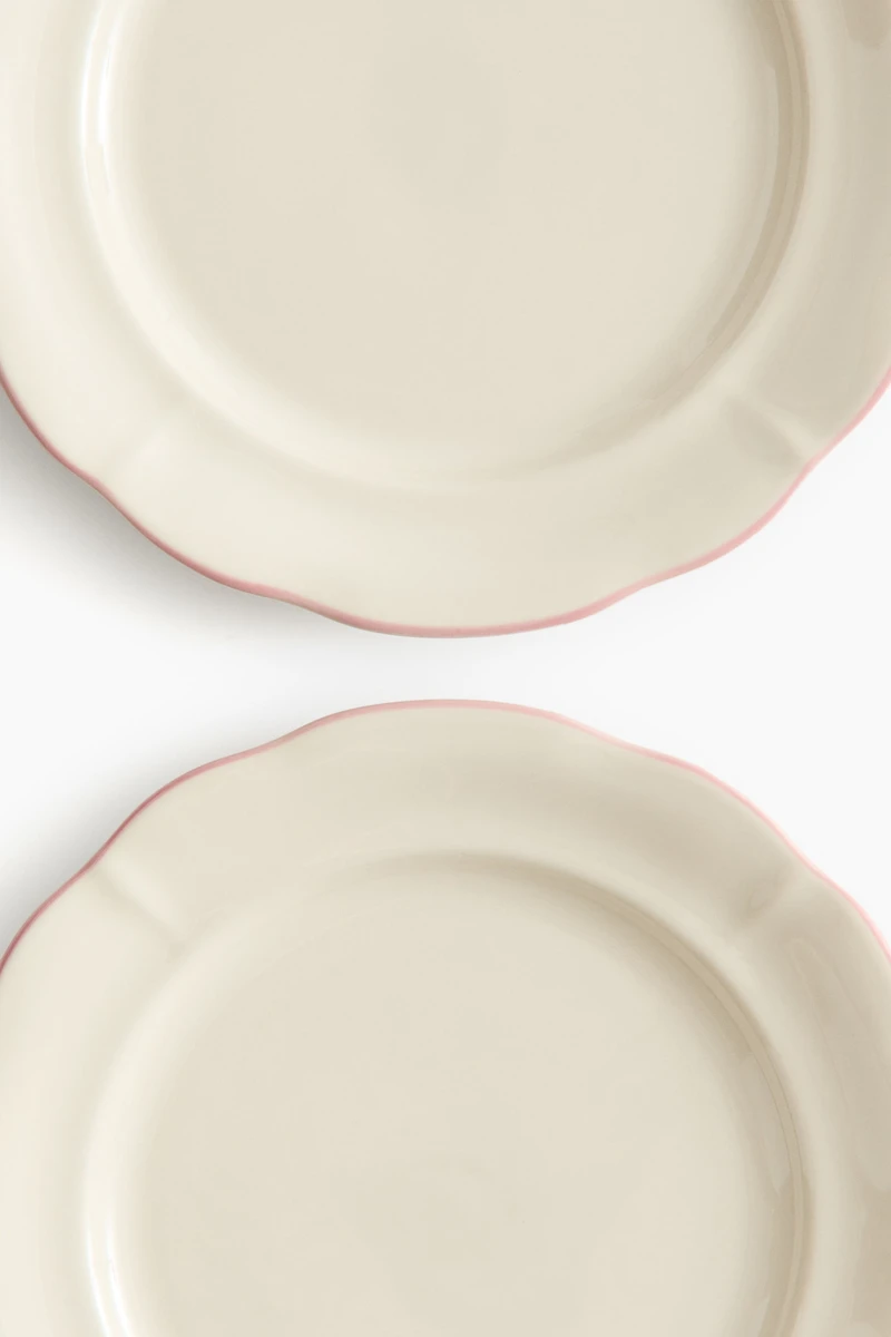 Lot de 2 grandes assiettes en grès cérame