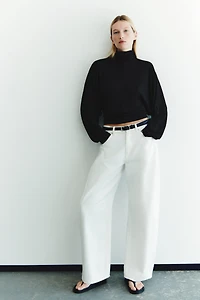 Batwing-Sleeved Mock Turtleneck Top