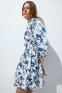 Flared-skirt cotton dress