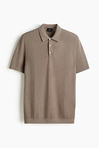 Slim-Fit Cable-Knit Polo Shirt