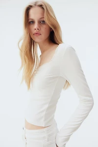 Lace-Trimmed Ribbed Top