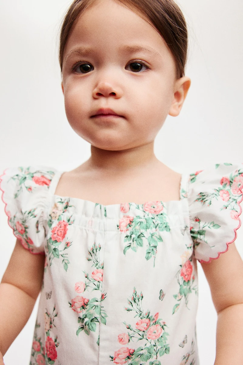 Floral-Print Cotton Romper Suit