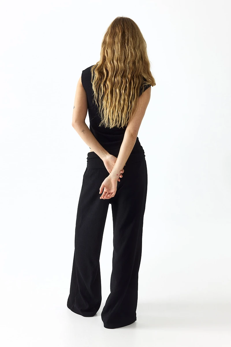 Pantalon large avec taille froncée