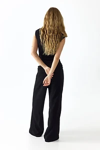 Pantalon large avec taille froncée
