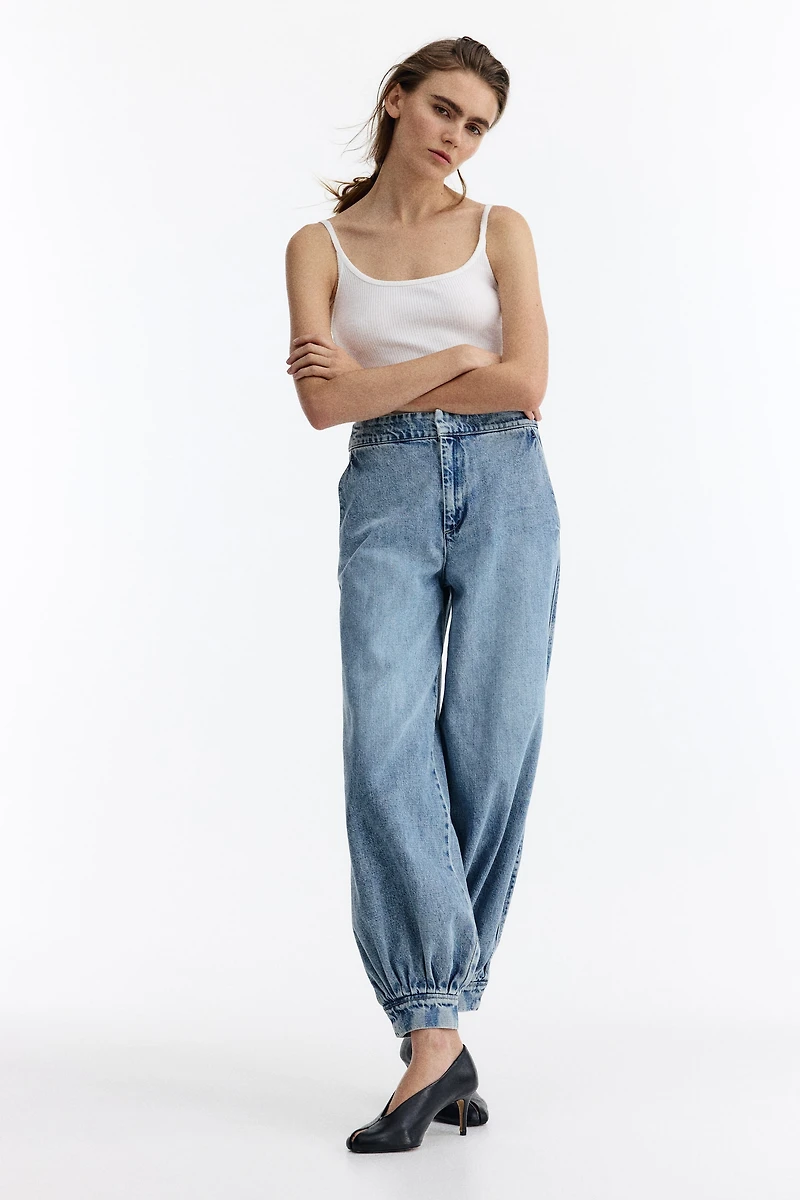 Balloon-leg denim trousers