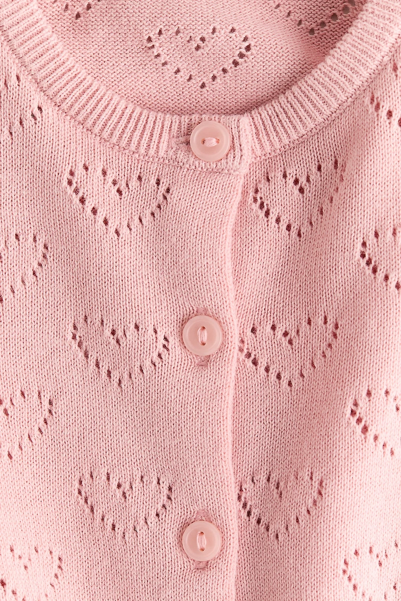 Pattern-knit Cotton Cardigan