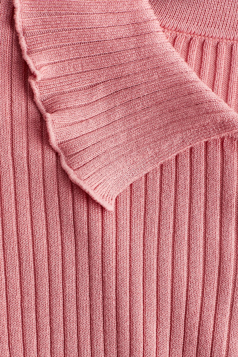 Rib-Knit Polo Sweater