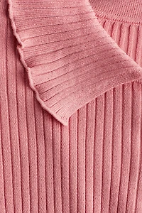 Rib-Knit Polo Sweater