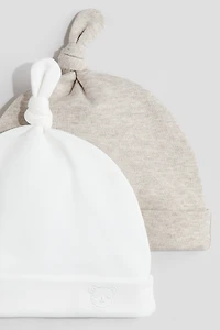 2-Pack Knot-Detail Cotton Beanies