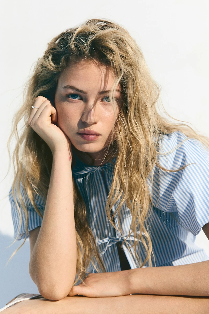 Tie-Front Poplin Dress