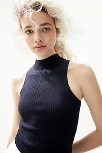Rib-Knit Mock Turtleneck Top