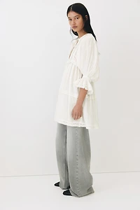 Lace-Trimmed Cotton Dress