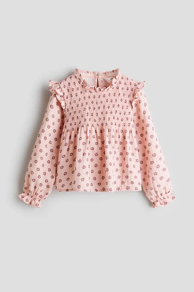 Blouse en coton avec détail nid d'abeille