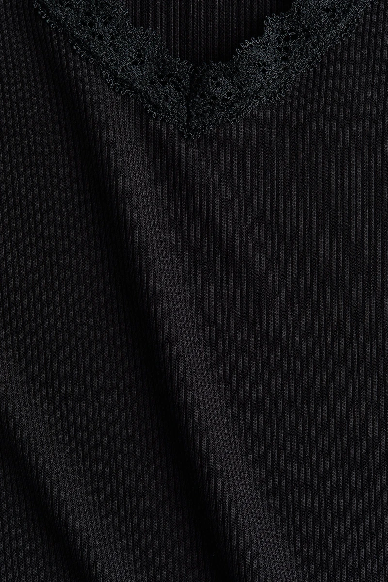 Lace-Trimmed Jersey Top