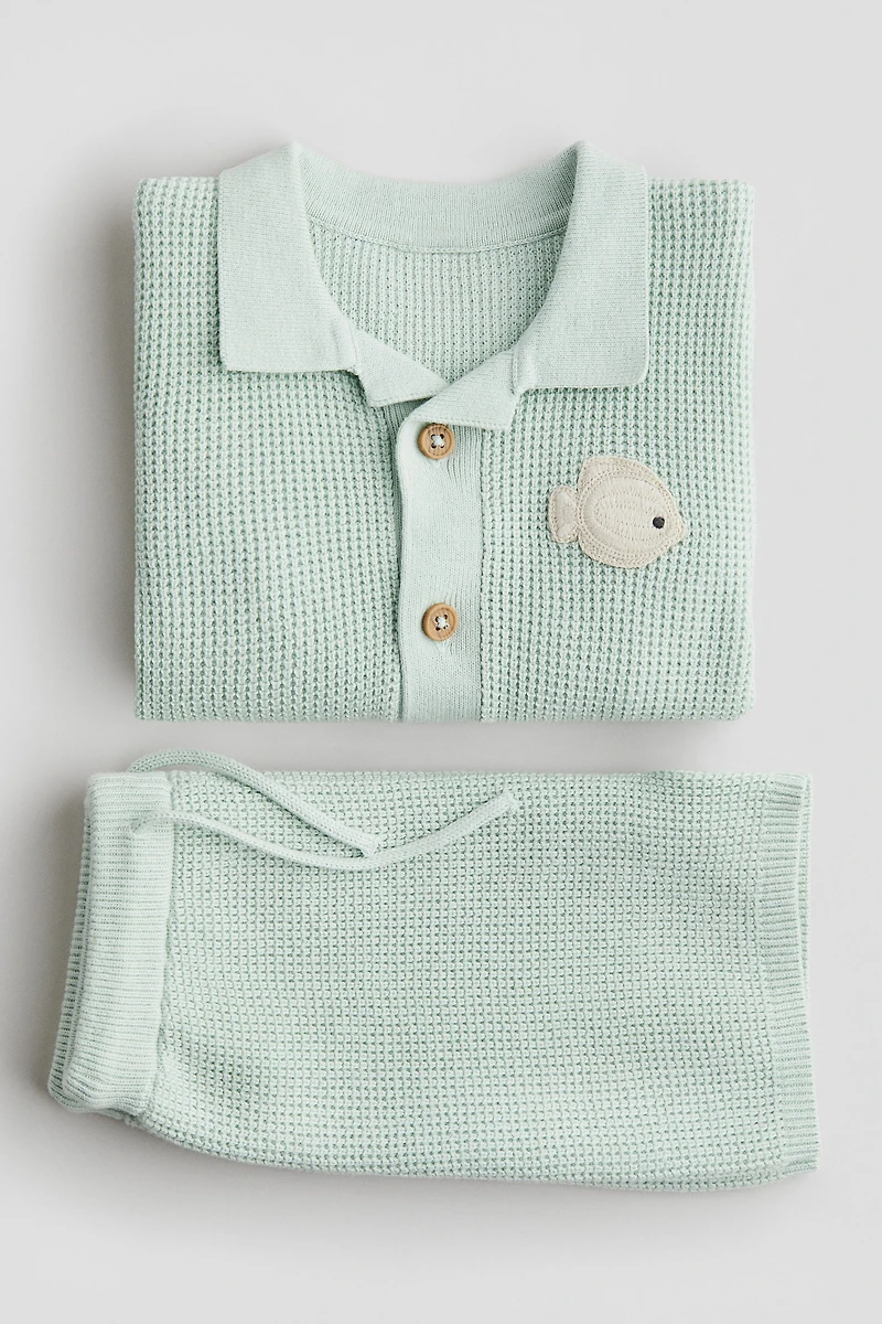 2-Piece Cotton Waffle-Knit Set