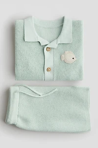 2-Piece Cotton Waffle-Knit Set