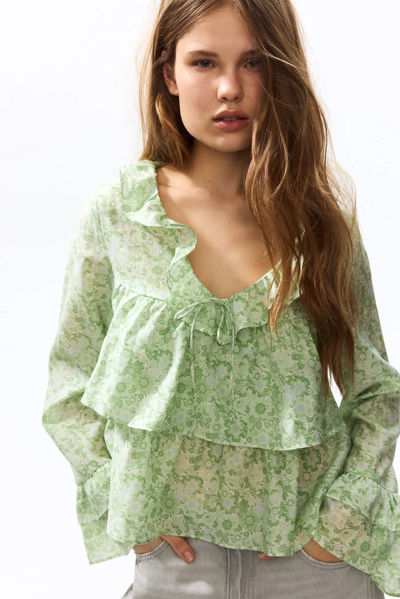 Ruffle-Trimmed Blouse