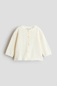 Pointelle-Knit Cotton Cardigan