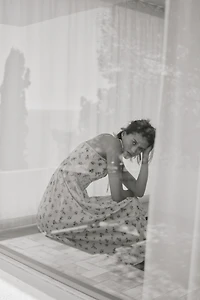 Cotton Dress with Tie-Top Shoulder Straps