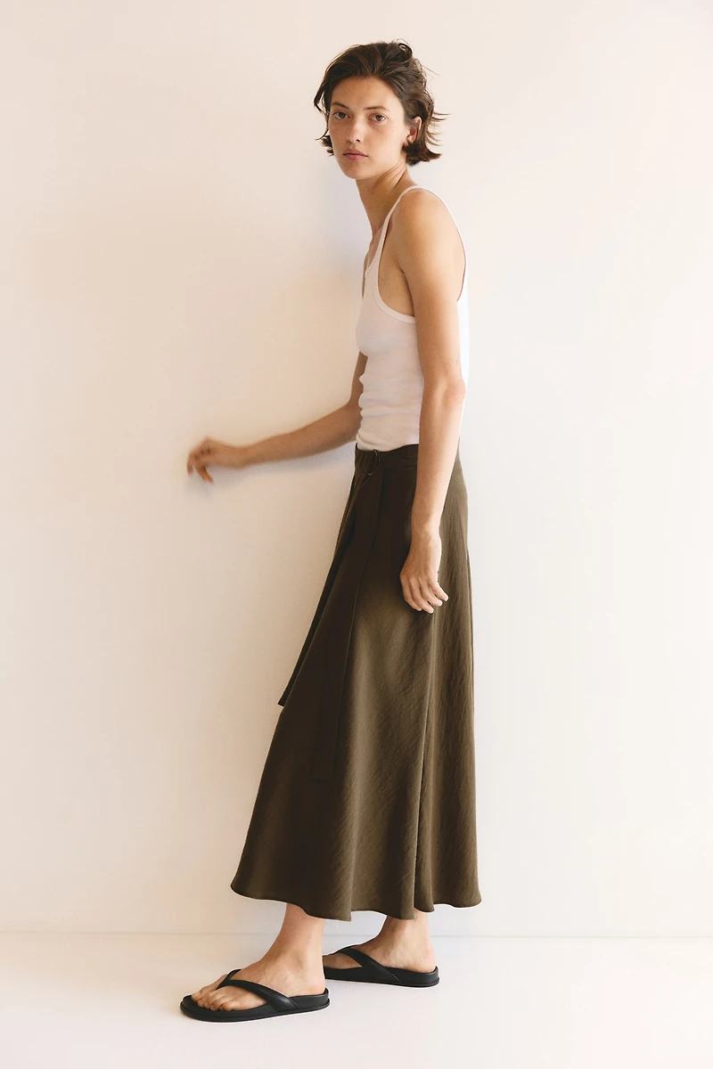 Lyocell-Blend Wrap Skirt