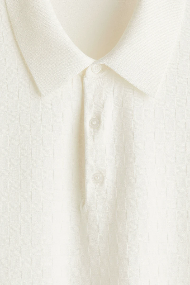 Slim-Fit Textured-Knit Polo Shirt