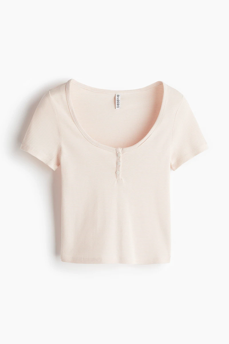Button-Top Scoop-Neck T-Shirt