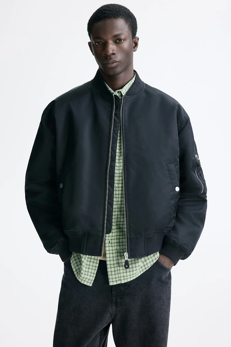 Padded Nylon Bomber Jacket