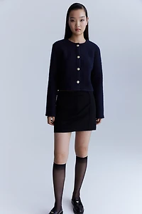 Bouclé-Weave Cardigan