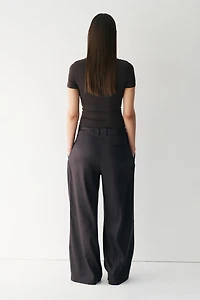 Wide-Leg Linen-Blend Dress Pants