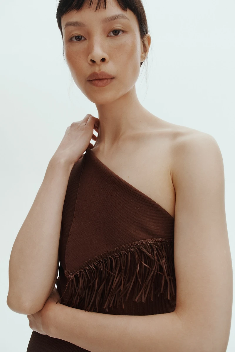 One-Shoulder Dress with Fringe