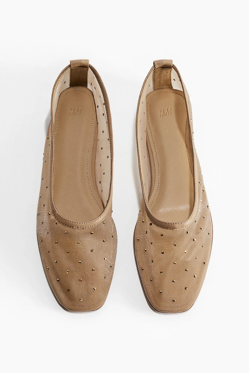Rhinestone-Embellished Ballet Flats