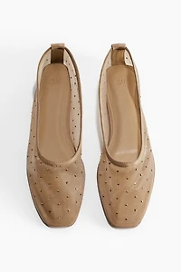 Rhinestone-Embellished Ballet Flats