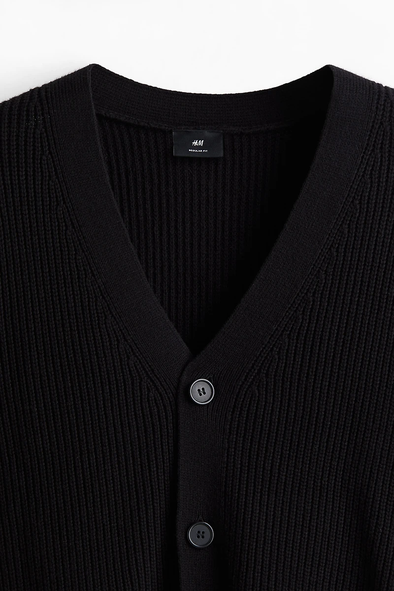 Regular-Fit Rib-Knit Cardigan