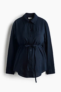 MAMA Linen-Blend Shirt