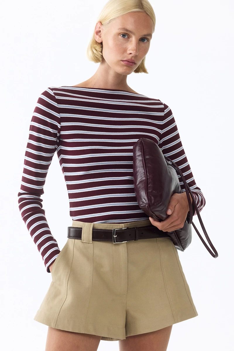 Ribbed Boat-Neck Top