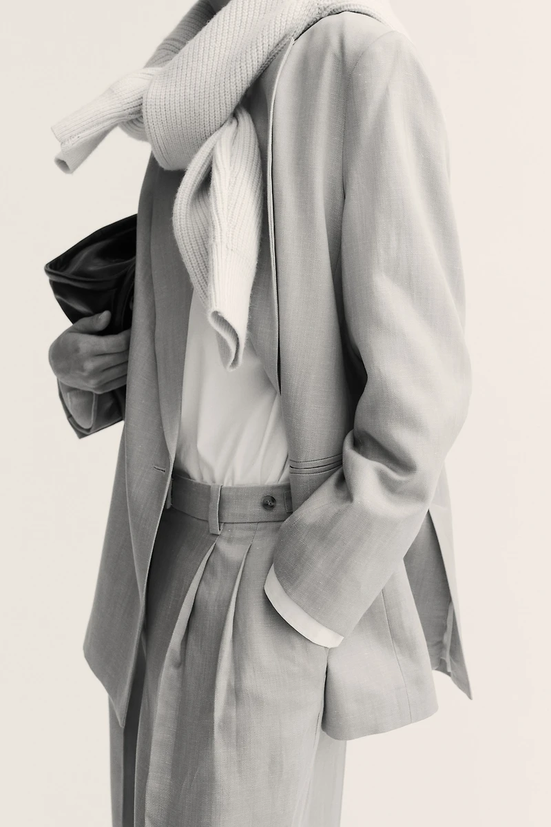 Linen-Blend Dress Pants