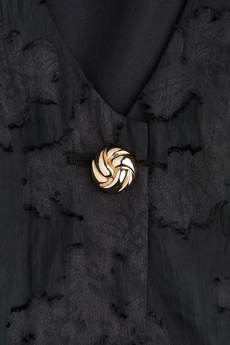 Cropped Jacquard-Weave Blouse