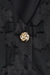 Cropped Jacquard-Weave Blouse