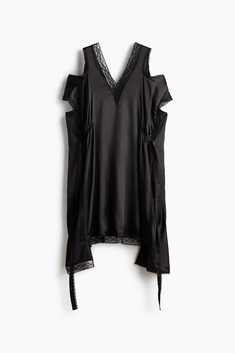 Lace-Trimmed Satin Dress