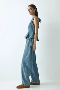 Barrel-Leg Denim Pants