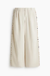 Pantalon ornementé en lin mélangé