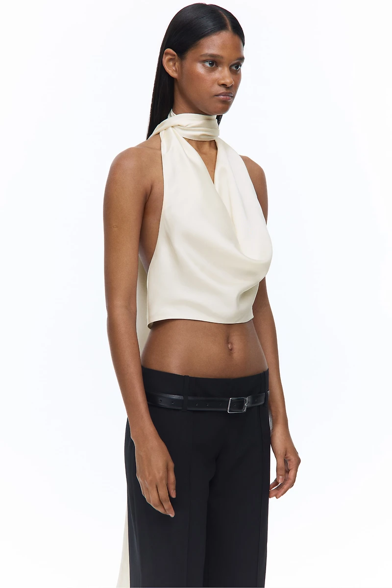 Satin Halterneck Crop Top