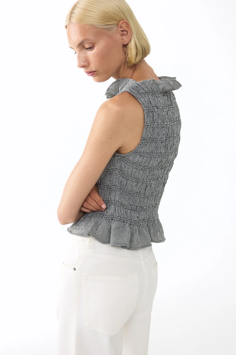 Smocked Ruffle-Trimmed Top