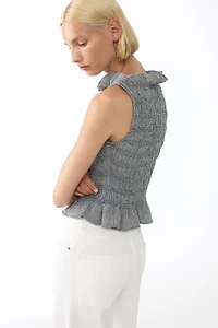 Smocked Ruffle-Trimmed Top