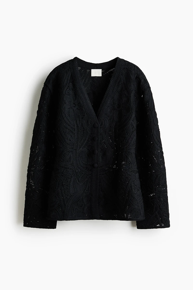 Crochet-Look Cardigan